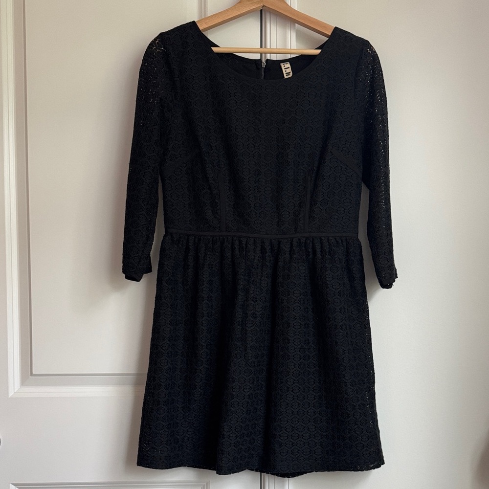 Hype Black Textured Long Sleeve Dress with back cutout